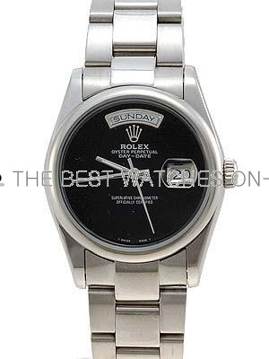 Rolex Oyster Day Date Replica Watches White Gold Black dial roman numeral hour markers II RLLP03