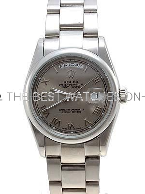 Rolex Oyster Day Date Replica Watches White Gold Gray dial RLLP08
