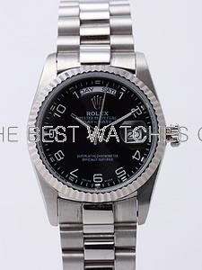 Rolex Day-Date II Replica Watches Black Dial RX41151