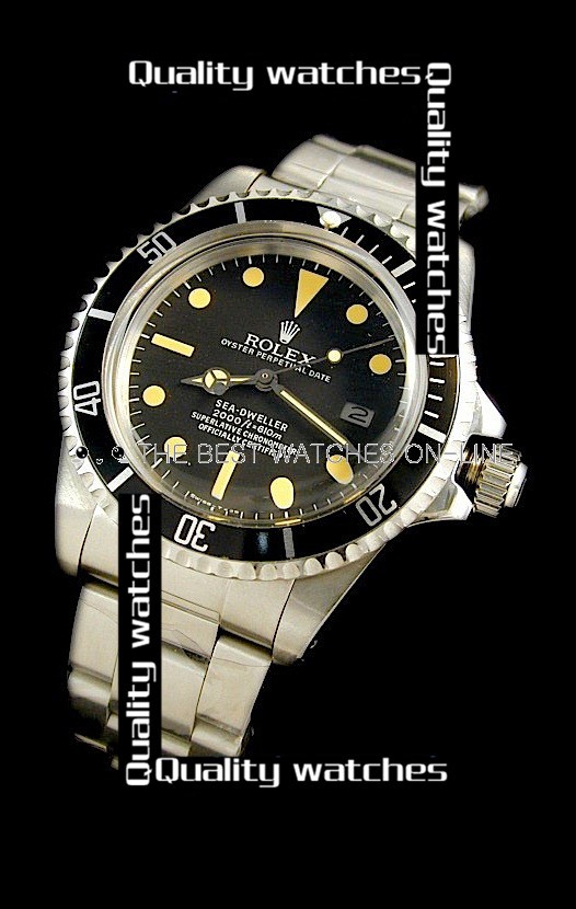 Rolex Sea-Dweller Black dial Yellow time markers Automatic Replica Watch