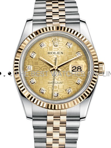 Replica Rolex Datejust Swiss Watches 116233-0155 Gold Pattern Dial 36mm(High End)