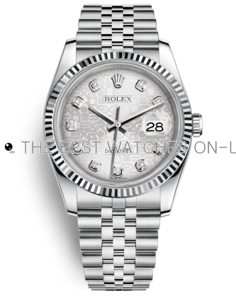 Rolex Datejust Replica Watches Jubilee Silver Computer Dial Diamond Hour markers