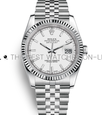 Swiss Rolex Datejust Mens 116234-0088 White dial Bar-type time markers Automatic Replica Watch