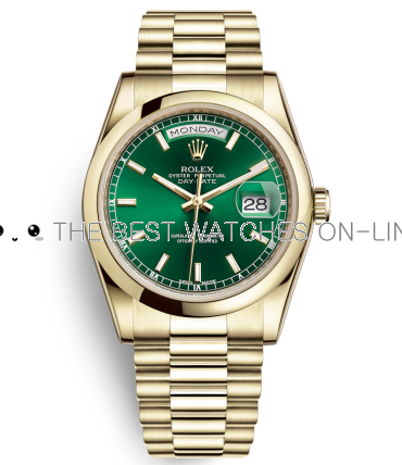 Rolex Day-Date Swiss Automatic Gold Watch 118208-0349 Green Dial 36mm (High End)