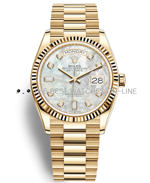 Replica Rolex Day-Date Yellow Gold Swiss Watches 128238-0011 MOP Dial 36mm(High End)