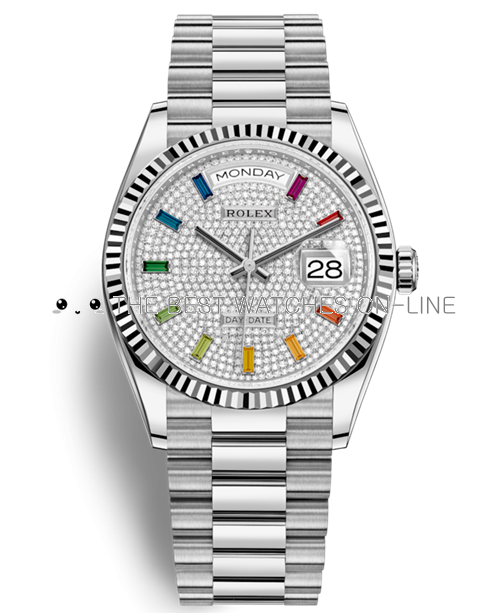 Replica Rolex Day-Date Swiss Watches 128239-0019 Diamonds Dial 36mm(High End)