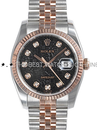 Rolex Oyster Perpetual 116231-G-63201 Black Diamonds Dial Men Automatic Replica Watch