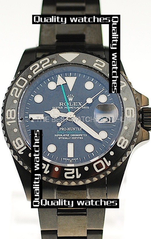 Swiss Rolex Pro-Hunter GMT-Master II Dark blue dial Ceramic bezel PVD  Automatic Replica Watch 