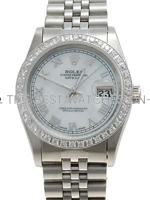 Rolex Datejust Replica Watches Jubilee SS Silver dial diamond rim roman hour markers