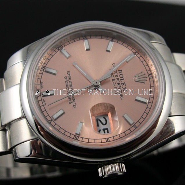 Swiss Rolex Datejust Pink dial Bar-type time markers  Automatic Replica Watch