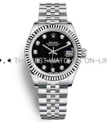 Replica Rolex Lady Datejust Swiss Watches 178274-0014 Black Dial 31mm (High End)