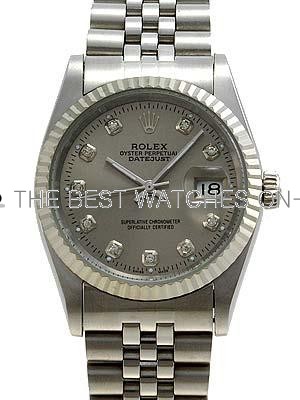 Rolex Datejust Replica Watches SS Gray dial diamond (CZ) hour marker II