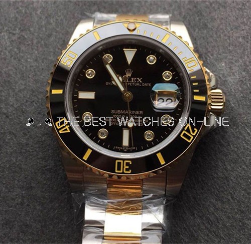 Rolex Submariner Swiss Cal.3135 Automatic Watch Diamonds Markers Black Dial (Super Model)