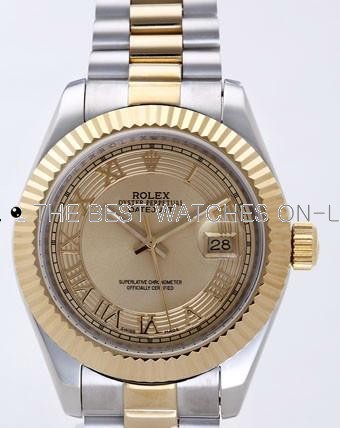 Rolex Datejust II Replica Watches Gold Dial RX4105