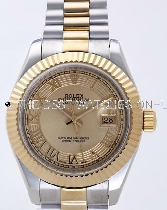 Rolex Datejust II Replica Watches Gold Dial RX4105