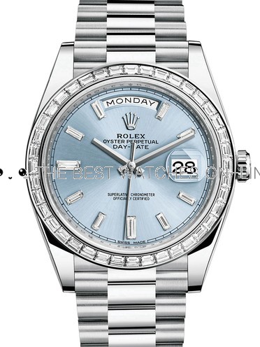 Rolex Day-Date II Swiss Replica Watch 228396TBR-0002 Ice Blue Dial 40mm (High End)
