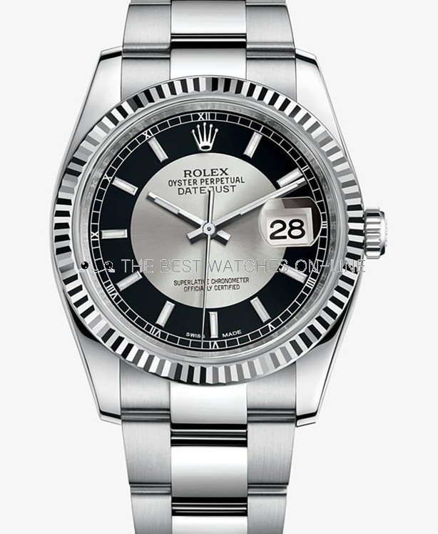 Swiss Rolex Datejust Mens 116234 Black Silver dial Bar-type time markers  Automatic Replica Watch