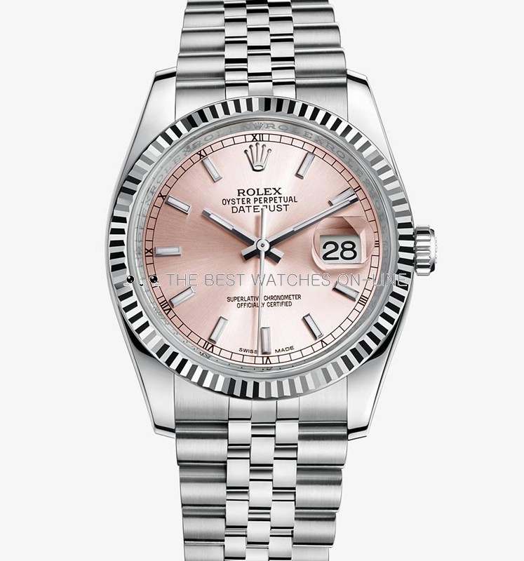 Swiss Rolex Datejust Mens 116234 Pink dial Bar-type time markers  Automatic Replica Watch