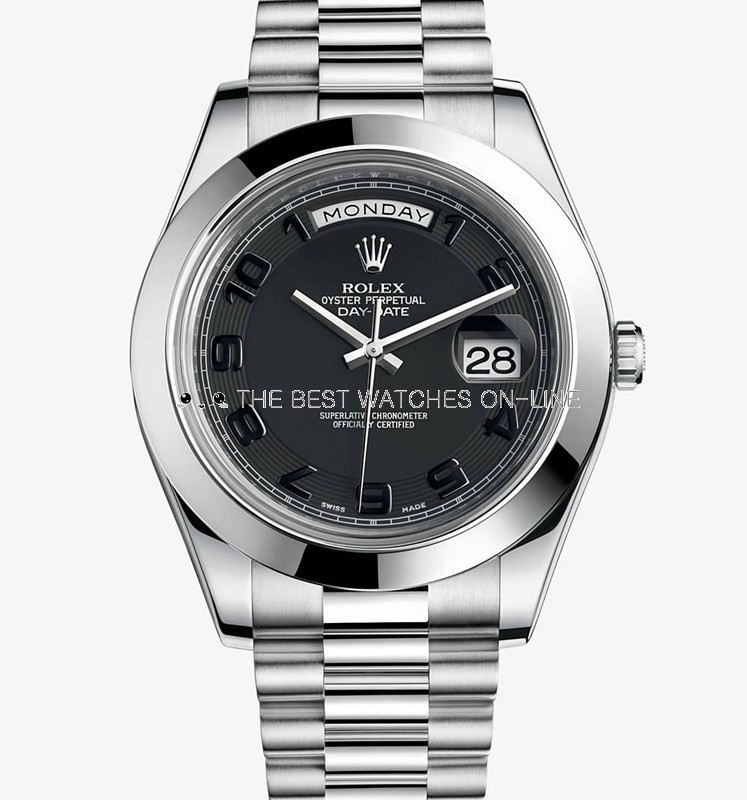 Rolex Day-Date II 218206 Platina Black Concentric circles dial Men Automatic Replica Watch