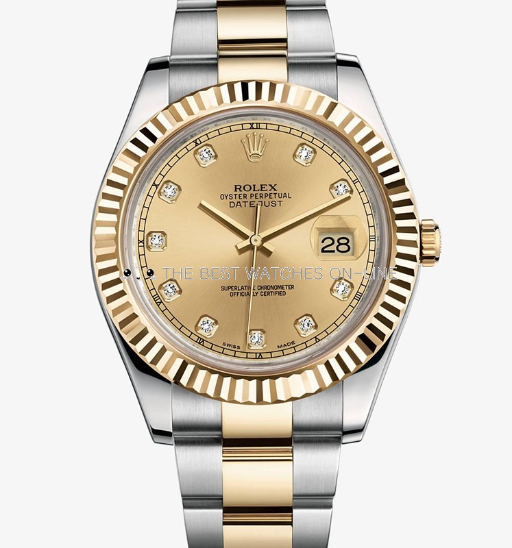 Swiss Rolex Datejust II Mens 116333 Champagne dial Diamond time markers Automatic Replica Watch