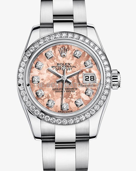 Swiss Rolex Datejust Ladies 179384 Pink Crystal Diamond time markers Dial Automatic Replica Watch