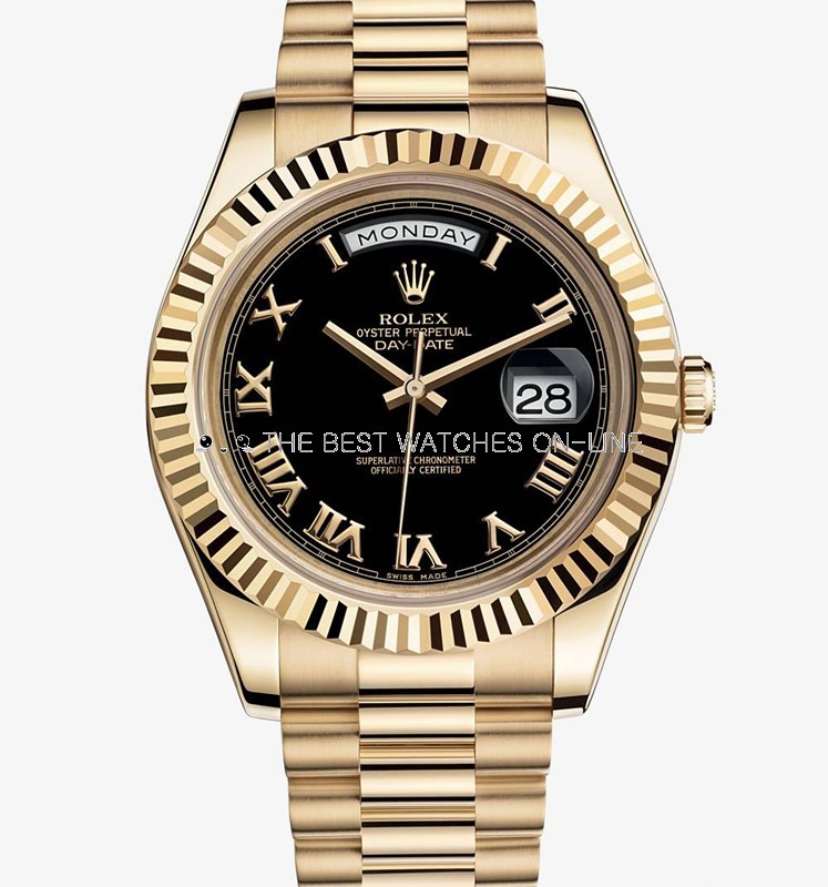 Rolex Day-Date II 218238 18K Gold Black dial Men Automatic Replica Watch