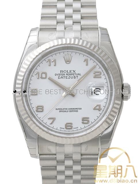 Swiss Rolex Datejust Mens 116234 White dial Arabic numerals time markers Automatic Replica Watch