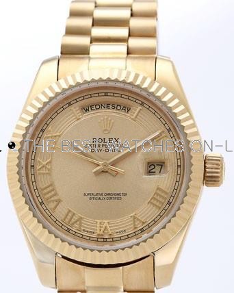 Rolex Day-Date II Replica Watches Gold Dial RX41161