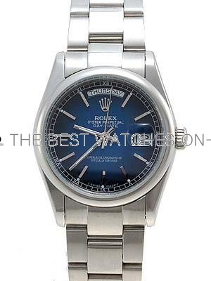 Rolex Oyster Day Date Replica Watches White Gold Blueblack RLLP09