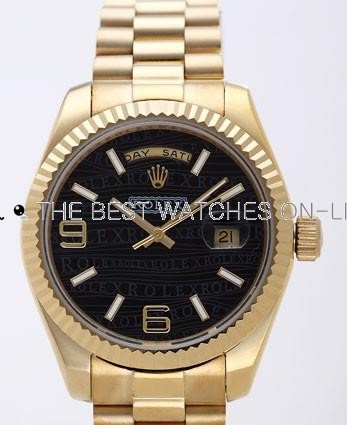 Rolex Day-Date II Replica Watches Black Dial RX41163-1