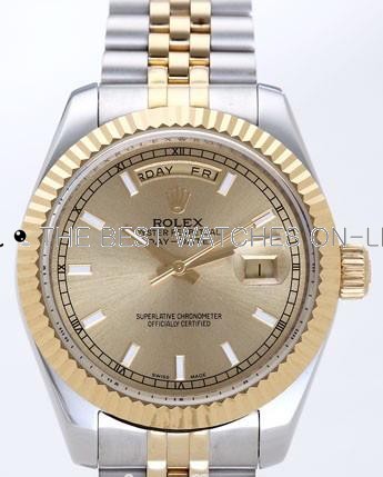 Rolex Day-Date II Replica Watches Gold Dial RX41123