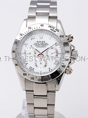 Rolex Daytona Replica Watches White Dial Roma hour markers SS Band