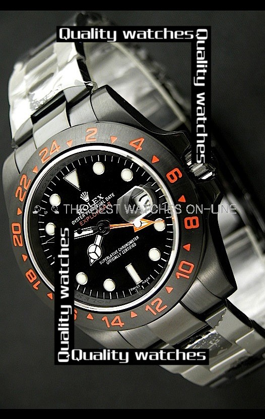 Swiss Rolex Explorer II Orange GMT Sticker White Dot time markers Automatic Replica Watch (High End)