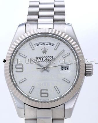 Rolex Day-Date II Replica Watches silver Dial RX41146