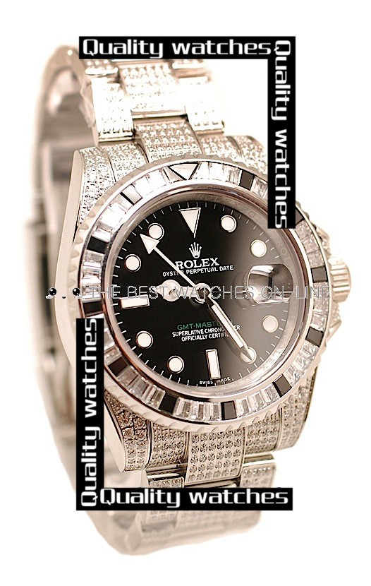 Swiss Rolex GMT-Master II Dense Diamonds on case and bezel Automatic Replica Watch 