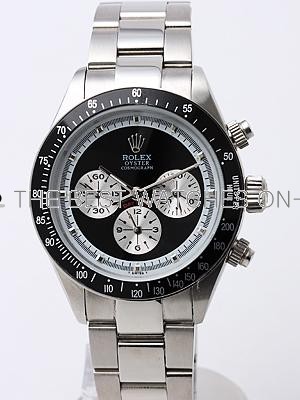 Rolex Daytona Replica Watches SS Black Dial White Inner Meter SS band