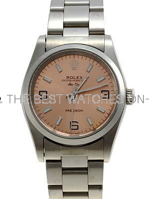 Rolex Air King Replica Watches SS Brown Dial Bar Hour Markers