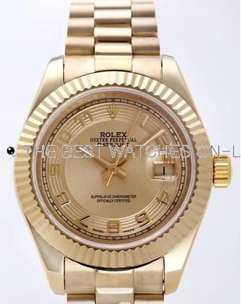 Rolex Datejust II Replica Watches Gold Dial RX4130