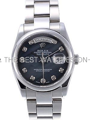 Rolex Oyster Day Date Replica Watches  Black Dial Diamonds Hour Markers RX4021