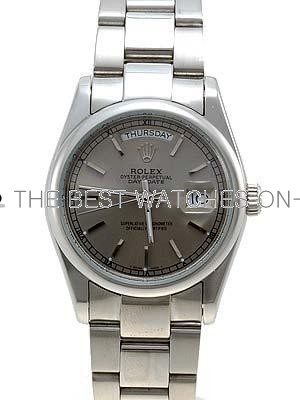 Rolex Oyster Day Date Replica Watches  White Gold Gray dial bar hour markers II RLLP07