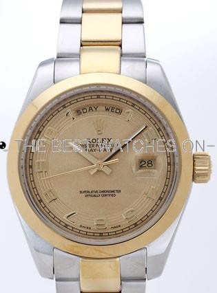 Rolex Day-Date II Replica Watches Gold Dial RX41132