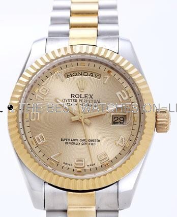 Rolex Day-Date II Replica Watches Gold Dial RX41125