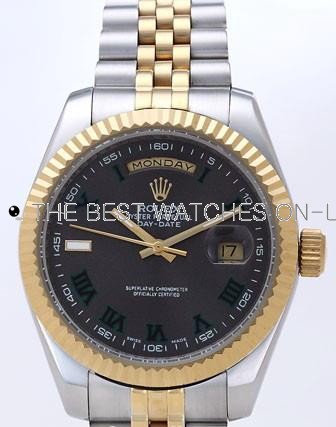 Rolex Day-Date II Replica Watches Black Dial RX41122