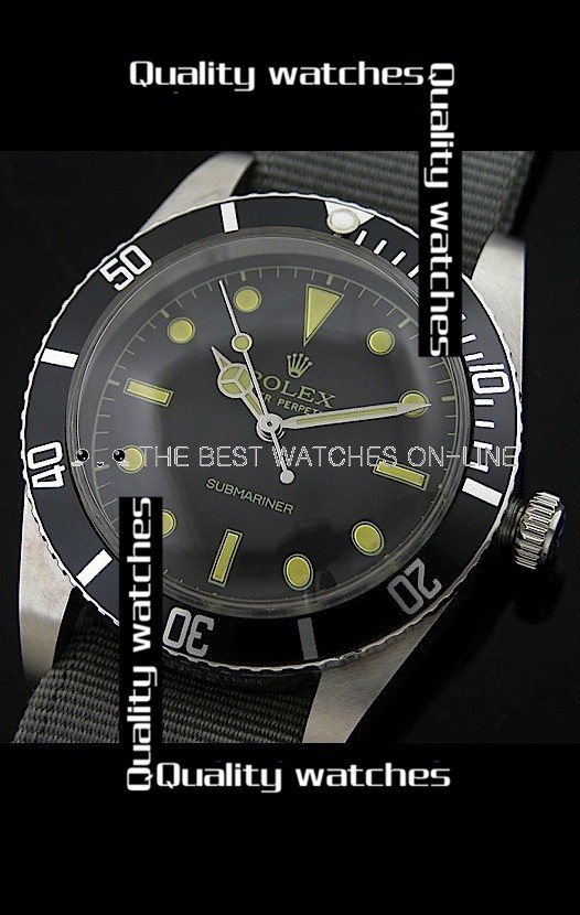 Rolex Submariner Domed Crystal Nylon strap White top Automatic Replica Watch 