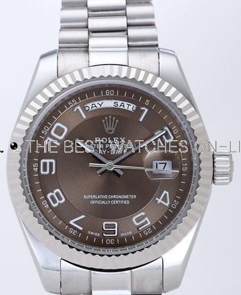 Rolex Day-Date II Replica Watches Brown Dial RX41157