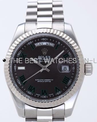 Rolex Day-Date II Replica Watches Brown Dial RX41160