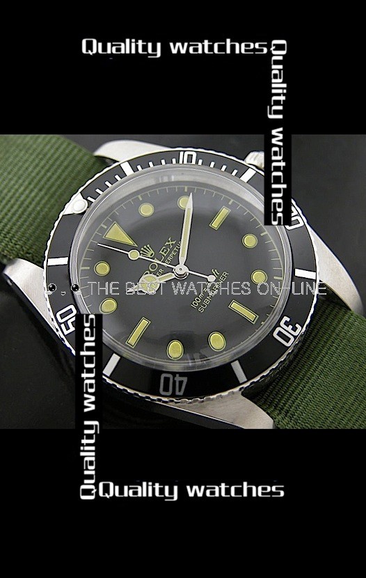 Rolex Submariner Domed Crystal Green Nylon strap Automatic Replica Watch 