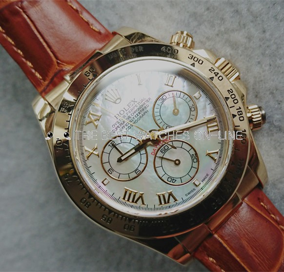 Rolex Daytona Automatic Replica Watches Brown Leather MOP Dial 40mm