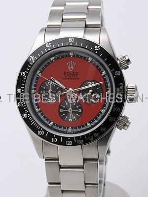 Rolex Daytona Replica Watches SS Red Dial Black Inner Mete SS band