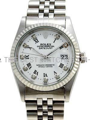 Rolex Datejust Replica Watches SS White dial diamond (CZ) hour markers